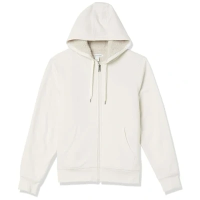 Afbeelding van Amazon Essentials Men&#039;s met sherpa gevoerde fleecetrui capuchon en volledige ritssluiting, Gebroken wit, XL