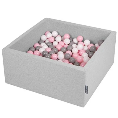 Afbeelding van KiddyMoon Schuim Ballenbak Voor Kinderen Met Ballen Ø 7 Cm Gemaakt In EU, Lichtgrijs:Wit Grijs Poeder Roze,90X40cm/200