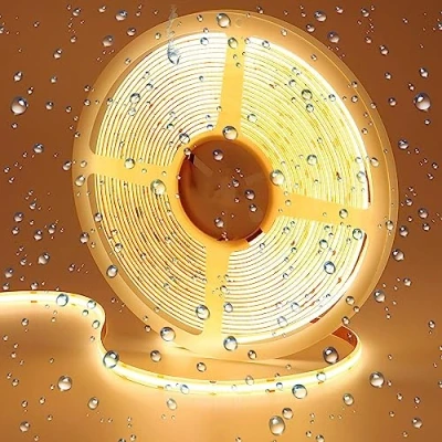 Afbeelding van GOMING 24V 10M COB LED striplicht Warm Wit 3000K IP65 Waterdicht 384LED/M CRI 93+ 6800lm Uniforme Emissie Flexibel bandlichten voor DIY Slaapkamer Keuken Home Decor(Geen Voeding)