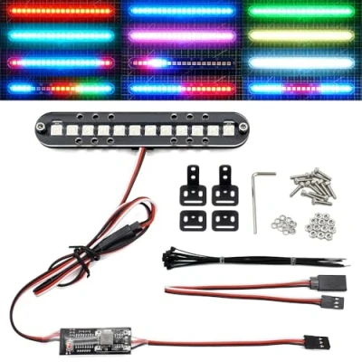Afbeelding van RC LED lichtbalk Daklamp Koplamp Achterlichtset Bumperlicht Compatibel met Traxxas Auto Vrachtwagen Crawler Tamiya Losi HPI Rustler Axiale politielichten (100 mm 1 bar)