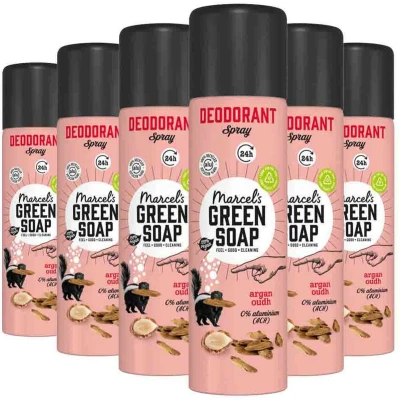 Afbeelding van 6x Marcel&#039;s Green Soap Deodorant Spray Argan &amp; Oudh 150 ml