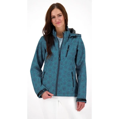 Afbeelding van DEPROC Active softshell jack SHELBY PEAK DC licht met all over print en afneembare capuchon