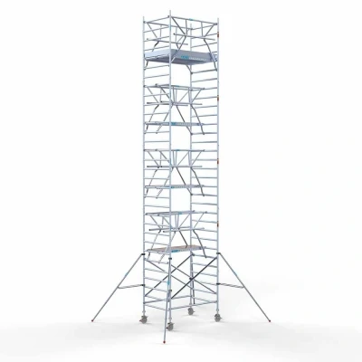 Afbeelding van Pro alu rolsteiger 135x190x10.20m werkhoogte carbondeck incl. dubbele voorloopleuning