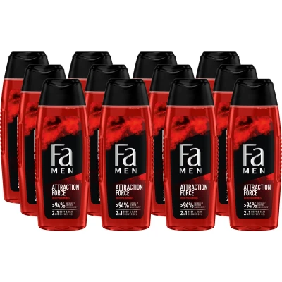 Afbeelding van 6x Fa Men Douchegel en Shampoo Attraction Force 250 ml