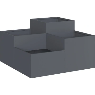 Afbeelding van vidaXL Tuinbak 80x80x48 cm Anthraciet Staal