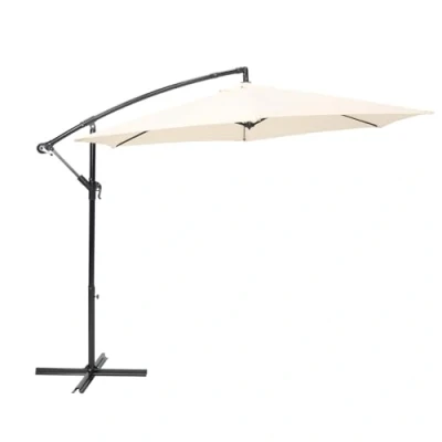 Afbeelding van Infinity Goods Zweefparasol 300CM Incl. Kruisvoet Waterdicht Draai en kantelbaar Verstelbare Hoogte Creme