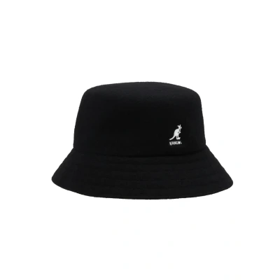 Afbeelding van Kangol heren Lahinch bucket hoed in wolblend met logo de kleur Zwart, maat: S