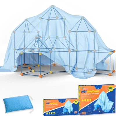 Afbeelding van Fort Bouw Bundelpakket met 191 Onderdelen Constructiespeelgoed Montessori Forten Bouwen Hut Speeltent