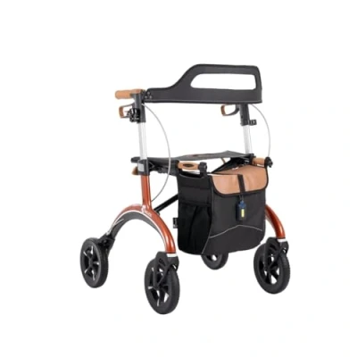 Afbeelding van Saljol Carbon rollator, 5,6 kg lichtgewicht rollator met zitting, tas, opvouwbare outdoor loophulp, zithoogte 54 cm, koper