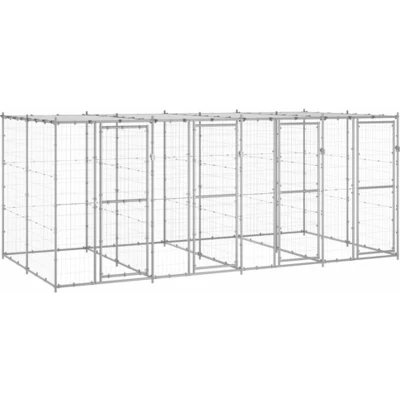 Afbeelding van vidaXL Hondenkennel met dak 9,68 m² gegalvaniseerd staal