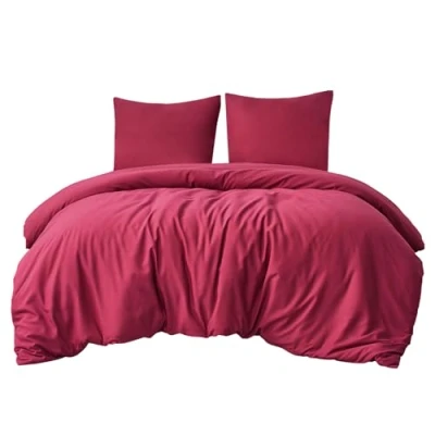 Afbeelding van Aisbo Beddengoed 200 x 220 cm, 3 delig, rood dekbedovertrek delige set met kussensloop, beddengoedset microvezel ritssluiting, zacht en strijkvrij