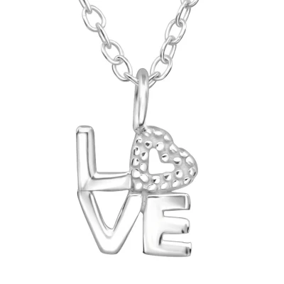 Afbeelding van JoyS Zilveren Love met hartje hanger ketting 45 cm Valentijn
