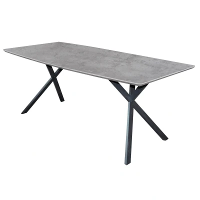 Afbeelding van Hoyz Industriele Eetkamertafel Ovaal Blad Zwart Gepoedercoat Frame 160x90x76