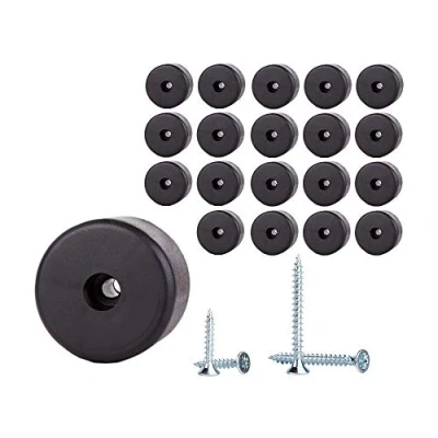 Afbeelding van (Pack van 20 stuks) 50 mm Diameter Meubelpoten Rond, Hoogte 35 mm, Materiaal Kunststof, Inclusief schroeven (20)