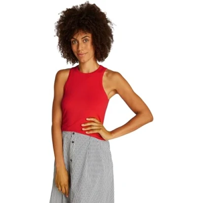 Afbeelding van TOMMY HILFIGER Dames SLIM 5X2 RIB TANK TOP NS WW0WW38635, Rood, XS, Rood (primair rood), XS