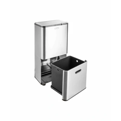 Afbeelding van Luzzo Kansas Push Afvalscheidingsprullenbak 63 liter 3 bakken RVS