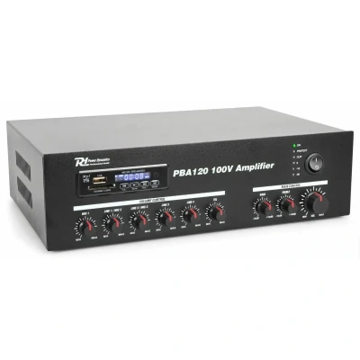 Afbeelding van Power Dynamics PBA120 100V versterker 120W met mp3 speler, tuner en