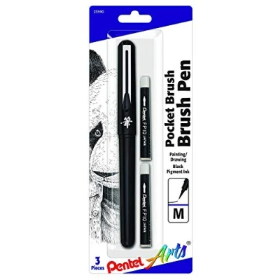 Afbeelding van Pentel Arts Pocket Penseel Pen, inclusief 2 zwarte patronen (GFKP3BPA)