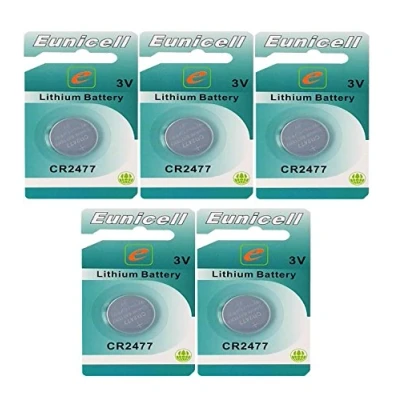 Afbeelding van 5 x CR2477 3V lithium knoopcel 1050 mAh (5 afzonderlijke blisters) wegwerp merkproduct. Eunicell