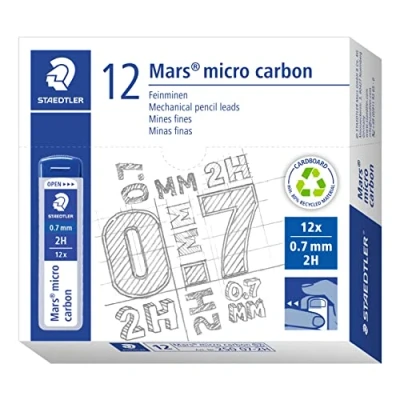 Afbeelding van Staedtler Mars Micro navullood voor mechanische potloden 12 stuks 2H 0.7 mm N/a