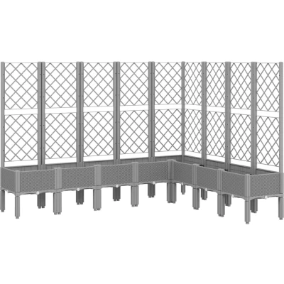 Afbeelding van Plantenbak met latwerk 200x160x142 cm polypropeen lichtgrijs