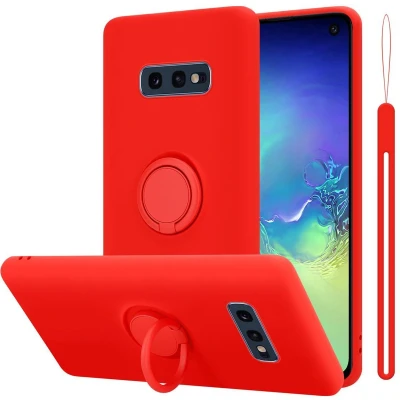 Afbeelding van Cadorabo Hoesje geschikt voor Samsung Galaxy S10e in LIQUID ROOD Beschermhoes van TPU silicone Case Cover met ring