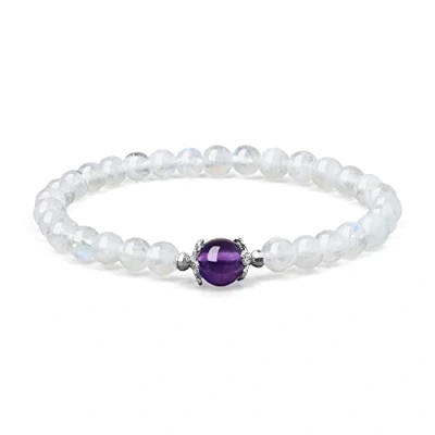 Afbeelding van COAI Womens Amazoniet maansteen steen armband, 6 5 inch, Steen, &amp; amethist