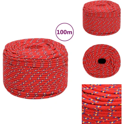 Afbeelding van vidaXL Boottouw 10 mm 100 m polypropyleen rood