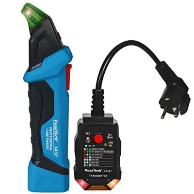 Afbeelding van Peaktech 3432 zekeringzoeker RCD tester testen verliesstroomschakelaar