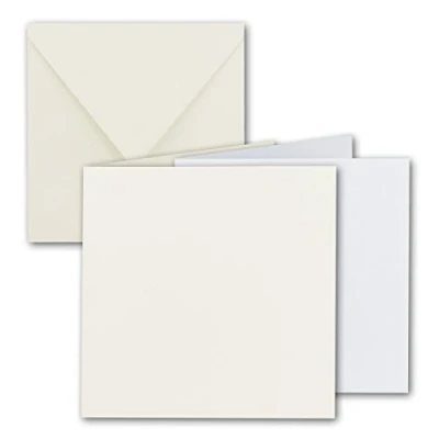 Afbeelding van Vierkante vouwkaartenset I 15 x cm met enveloppen &amp; inlegbladen Compleet pakket Kwaliteitsmerk: FarbenFroh® van Gustav NEUSER® 30 Sets 22 natuurlijk wit