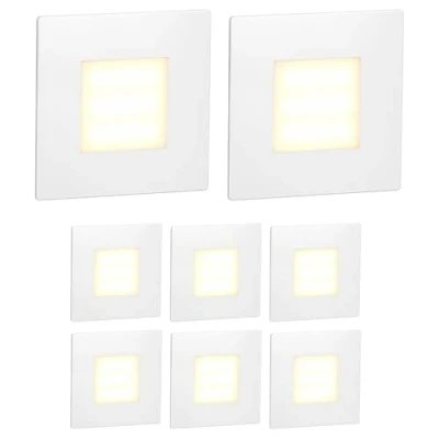 Afbeelding van ledscom.de 8 LED traplamp/inbouw wandlamp FEX voor binnen en buiten, hoekig, 85 x 85mm, warm wit