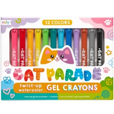 Afbeelding van Ooly Gelwaskrijtjes 2 in 1, kleuren en aquarellen kat parade, 12 stuks