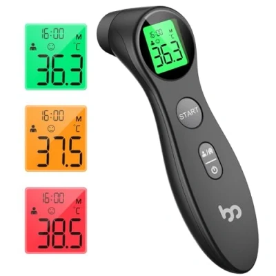 Afbeelding van Femometer Hoofdthermometer voor baby&#039;s, kinderen en volwassenen, contactloos koortsthermometer met koortsalarm, 1 s onmiddellijk nauwkeurige meetwaarde, zwart