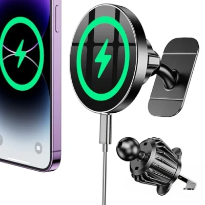 Afbeelding van Coolpow voor 15W Magsafe Auto Mount Charger iPhone Draadloze autolader Mount【Vent+ Dash+Wall 】Past op 15 Pro Max 14 13 12 Plus CarMount 【Super Magneet】Magnetische