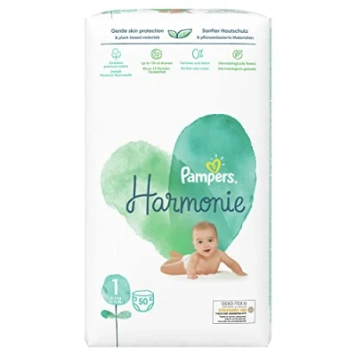 Afbeelding van Pampers Harmonie, 1 Dydis, 50 Sauskelnės, 2kg 5kg (Gr. 1, Verplaatsbaar pakket, 50 Stuk)