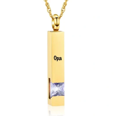 Afbeelding van Luxe Ashanger Met Ketting En Gravering Opa Assieraad Goudkleurig Licht Paarse Steen As Gedenksieraad Urn Incl. vuller