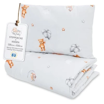 Afbeelding van Kinder dekbed zonder hoes 100x135 cm Katoenen baby deken en kussen set kinderdeken 100 x 135 60 40 Dekbedden kinderdekbed voor babybed Knuffelberen