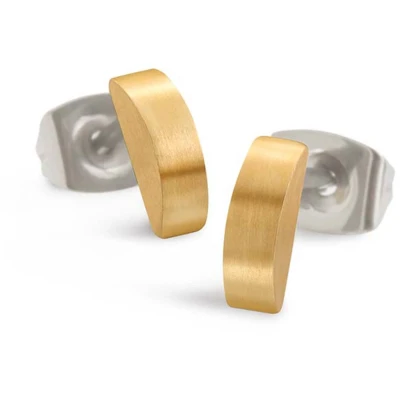Afbeelding van Boccia 05058 02 Oorknoppen titanium goud en zilverkleurig 8 x 6 mm