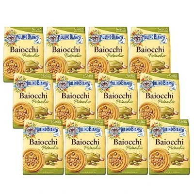 Afbeelding van MULINO BIANCO Baiocchi koekjes met pistachevulling 240g (Pistachenoten, x12)
