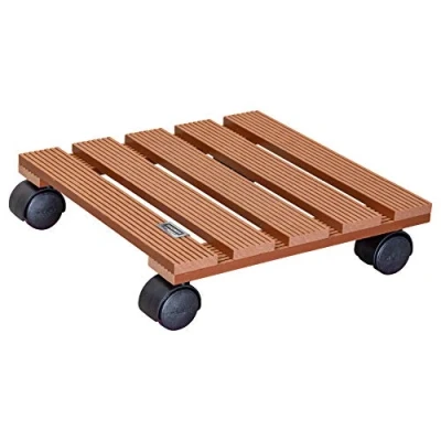 Afbeelding van WAGNER Plantentrolley WPC 29 x 8 cm I Bloementrolley voor binnen + buiten Containertrolley van FSC® houtvezelcomposiet, terracotta Draagvermogen 60 kg 20051001