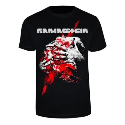 Afbeelding van Rammstein T shirt Angst zwart, officieel bandmerchandise fanshirt met borst en rugprint, M