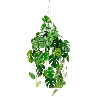 Afbeelding van Hangende kunstplant Splitphilo hanglamp kunstmatige hangplanten in pot slinger, bladstruik, Monstera, exotische kamerplant, struik, zijden bloemen, decoratieve plant, groene zijdeplant