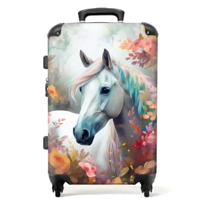 Afbeelding van NoBoringSuitcases.com® Kinderkoffer meisje paard Trolley koffer kind 20 kg bagage
