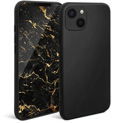 Afbeelding van Moozy Minimalist Series Siliconen Hoes voor iPhone 13, Zwart Matte Afwerking Slanke Zachte Lichtgewicht Beschermhoes Telefoonhoesje TPU Silicone Case Cover
