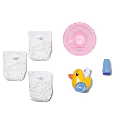 Afbeelding van BABY born Potjesset voor poppen van 43 cm met luiers, crèmeblik en eend Berta als papierdispenser, 838365 Zapf Creation