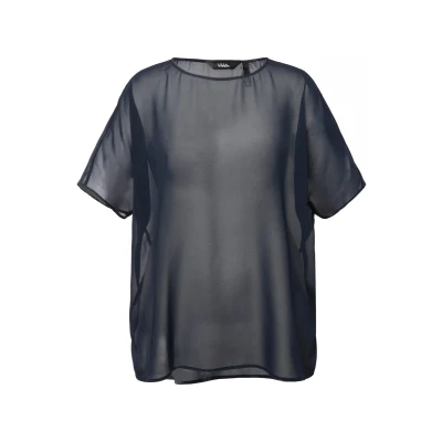 Afbeelding van Ulla Popken, Dames, grote maten, chiffonblouse, marineblauw, 42/48 NL