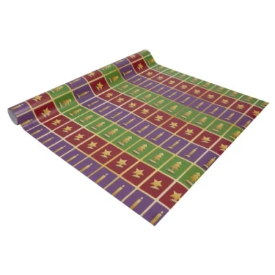 Afbeelding van SIGEL GP121 kerstcadeaupapier, kraftpapier, groen, rood, paars, 1 rol 5 m x 50 cm