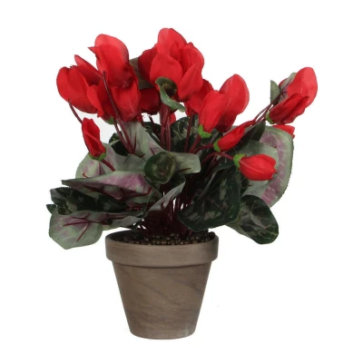 Afbeelding van Cyclaam Kunstplant in Bloempot Stan H30 x Ø30 cm Rood