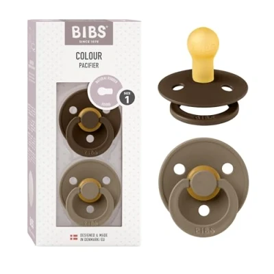 Afbeelding van BIBS Colour Speen verpakking van 2 stuks. BPA vrij, Ronde speen. Natuurlijk rubberlatex, Maat 1 (0 6 maanden), Mocha/Dark Oak