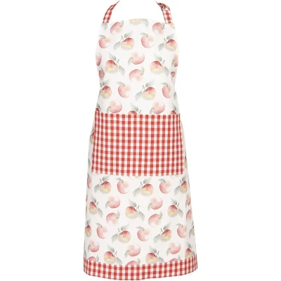 Afbeelding van Clayre &amp; Eef Keukenschort 70x85 cm Rood Groen Katoen Appels BBQ Schort